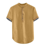 2019 Summer Men Baggy Solid Cotton Linen Short Sleeve Button Plus Size Shirt Tops Blouse M-3XL hawaiian camisa masculina