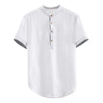 2019 Summer Men Baggy Solid Cotton Linen Short Sleeve Button Plus Size Shirt Tops Blouse M-3XL hawaiian camisa masculina