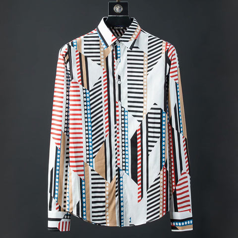 DUYOU Brand Men 100% Cotton Shirt Men Long Sleeve Shirt Mens Slim Fit Dress Shirt Male Magic style Printed Casual Shirts