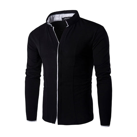 Brand 2017 Fashion Male Shirt Long-Sleeves Tops Knitted Men'S Casual Mens Dress Shirts Slim Men Shirt XG01C122