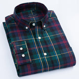 2017 New Arrival Men's Long Sleeve Plaid\Stirped Shirt Mens Dress Shirts Brand Casual Fashion Business Style Shirts 100% Cotton