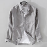 2018 New sky blue shirt men linen solid summer and autumn long sleeve shirt mens cotton square collar shirts male chemise