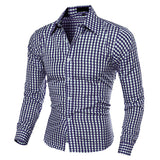 Men's Fashion Casual Lapel Button Down Plaid Long-Sleeved Slim Fit Shirt TopFemmes camisa chemise camicia Mujer Clothes