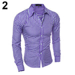 Men's Fashion Casual Lapel Button Down Plaid Long-Sleeved Slim Fit Shirt TopFemmes camisa chemise camicia Mujer Clothes