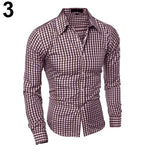 Men's Fashion Casual Lapel Button Down Plaid Long-Sleeved Slim Fit Shirt TopFemmes camisa chemise camicia Mujer Clothes