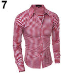 Men's Fashion Casual Lapel Button Down Plaid Long-Sleeved Slim Fit Shirt TopFemmes camisa chemise camicia Mujer Clothes