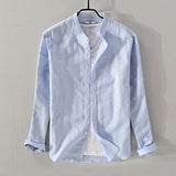 2018 New arrival Suehaiwe's brand Italy solid shirt men long sleeve stand collar pink shirts male cotton and linen shirt mens