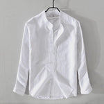 2018 New arrival Suehaiwe's brand Italy solid shirt men long sleeve stand collar pink shirts male cotton and linen shirt mens