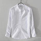 2018 New arrival Suehaiwe's brand Italy solid shirt men long sleeve stand collar pink shirts male cotton and linen shirt mens